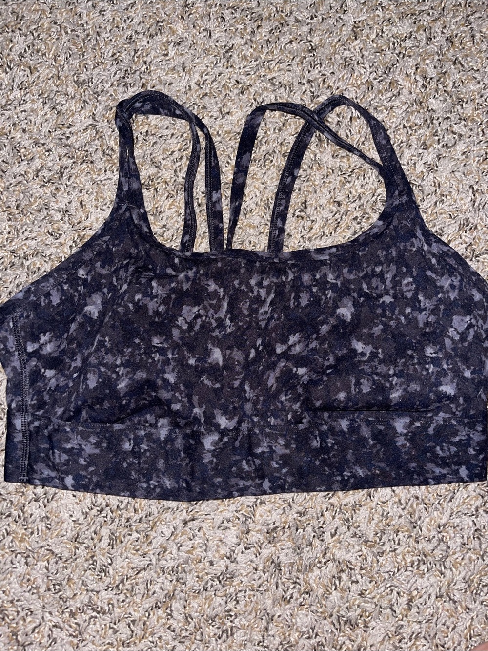 all in motion Black and Gray Marble Strappy Sports Bra